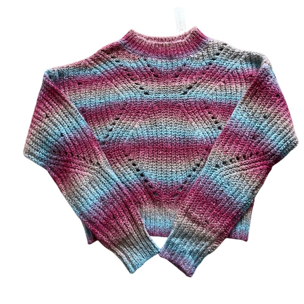NWT Anthropologie ASTR the Label Carly Ombré Striped Cropped Mock Neck Sweater